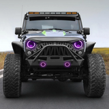 SHARK GRILLE & RGB HALO HEADLIGHTS & RGB HALO FOG LIGHTS COMBO FOR JEEP WRANGLER JK