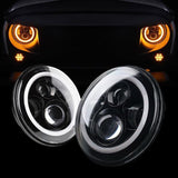 LED HALO HEADLIGHTS W/ DRL & AMBER TURN SIGNALS FOR 97-18 JEEP WRANGLER TJ/ JK