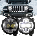 9 INCH ROUND HALO HEADLIGHTS W/ CROSS MOTIF DRL (18-19 JEEP WRANGLER JL)