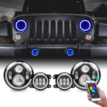 RGB HALO HEADLIGHTS & RGB HALO FOG LIGHTS COMBO FOR JEEP WRANGLER TJ/ JK