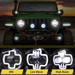 9 INCH ROUND HALO HEADLIGHTS W/ CROSS MOTIF DRL (18-19 JEEP WRANGLER JL)