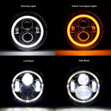 LED HALO HEADLIGHTS W/ DRL & AMBER TURN SIGNALS FOR 97-18 JEEP WRANGLER TJ/ JK